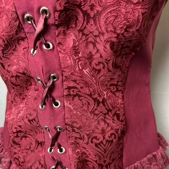 Scarlet Darkness Steampunk Corset Whimsigoth Fairy Renaissance Cosplay Large - Picture 3 of 7